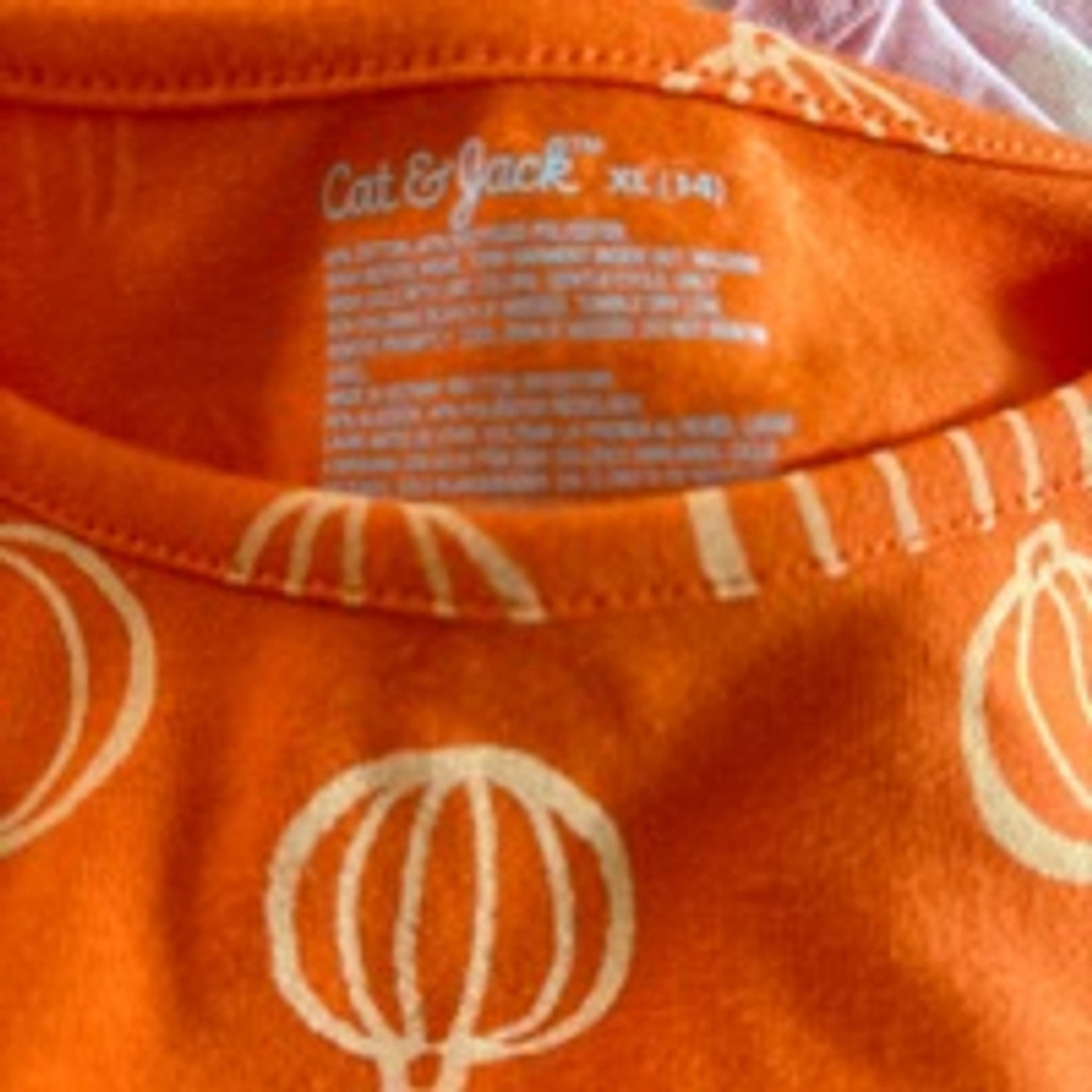 TWO XL (14) Cat and Jack girl dresses. Fall/ Halloween pink ghost and pumpkin - Picture 5 of 6